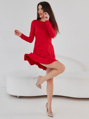 Короткое платье в рубчик цвет красный